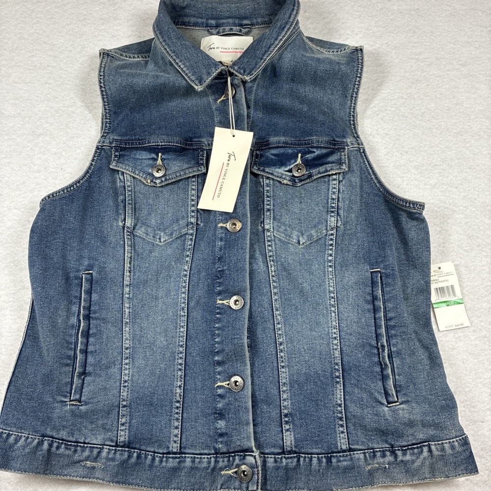 Two by Vince Camuto Denim Vest Size Large Western Cowgirl